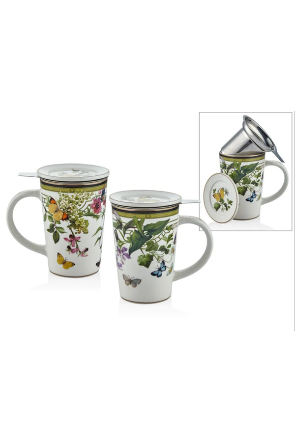 Joy Carmen Muse Garden Filtreli Kupa 8,4x12,3cm Porselen Metal 1 Adet