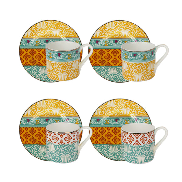 Lucky Art Lyhd582 Eliana Bone China Porselen Karışık Desenli 4 lü Kahve Fincanı Seti
