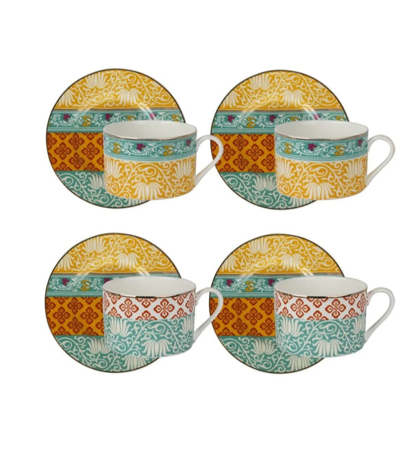 Lucky Art Lyhd583Eliana Bone China Porselen Karışık Desenli 4 lü Çay Fincanı Seti