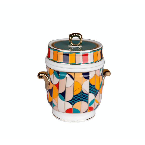 Lucky Art Lyhd536 Leslie Bone China Porselen Karışık Desenli Kulplu Kavanoz 16 cm