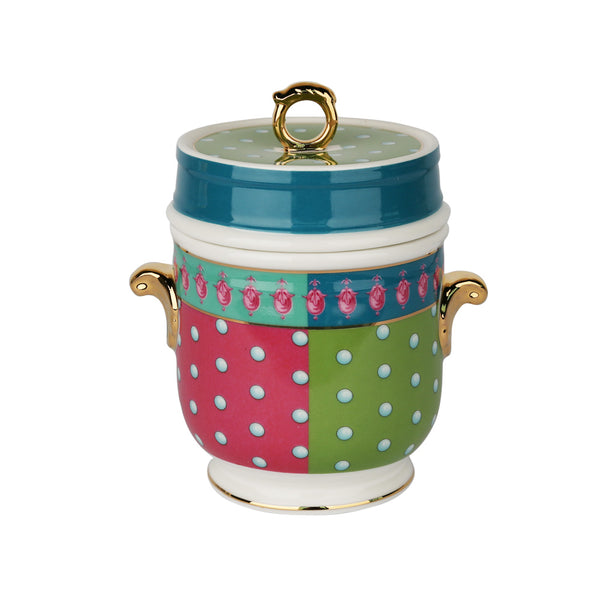 Lucky Art Lyhd574 Estelle Bone China Porselen Karışık Desenli Kulplu Kavanoz 16 cm