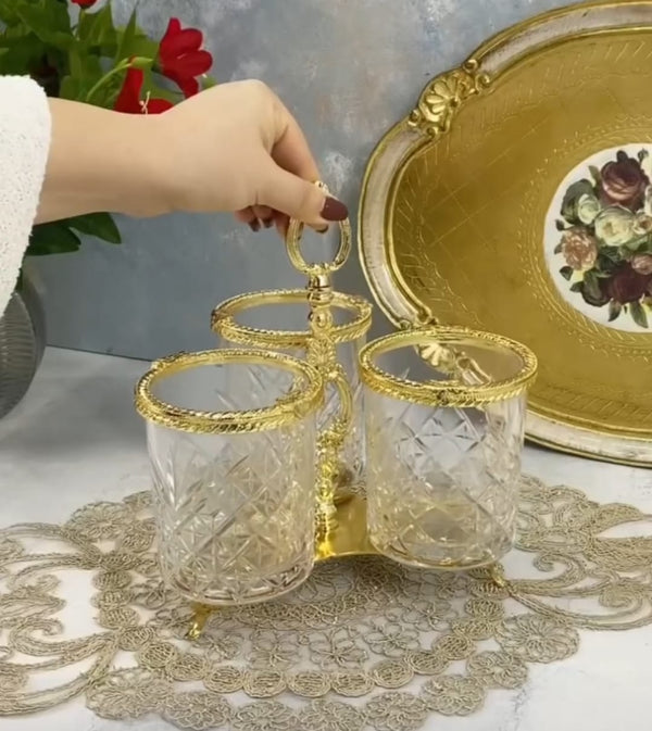 Mondecor Altın Üçlü Cam Kaşıklık