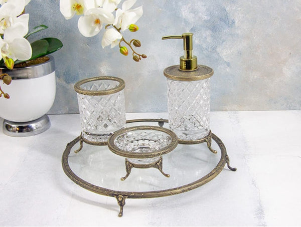 Mondecor Antik Gold Cam Banyo Seti Kulpsuz