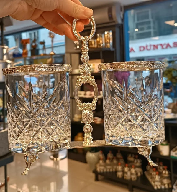 Mondecor Gümüş İkili Cam Kaşıklık