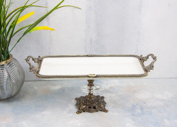 Porselen Ayaklı Sunum Tabak 30X14CM KSR202