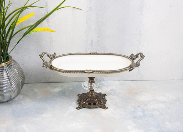Porselen Ayaklı Sunum Tabak 25X15CM KSR205
