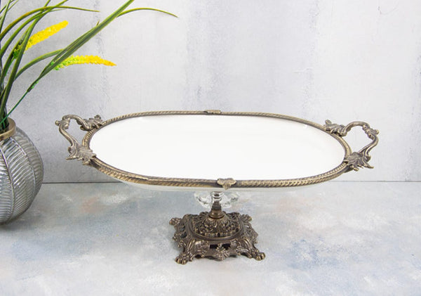 Porselen Ayaklı Sunum Tabak 33X21CM KSR207