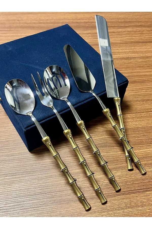 Royking Bambu Servis Seti 5 Parça Antik