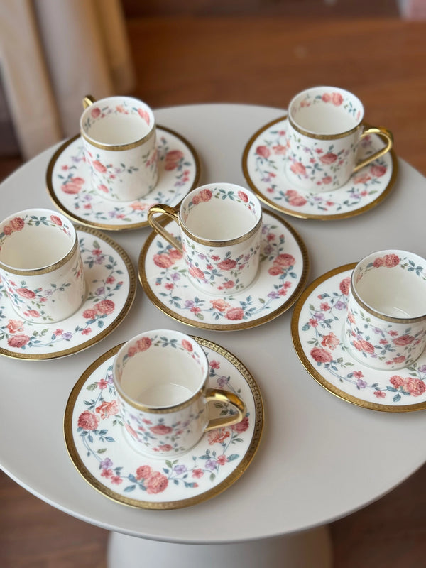 Felicity 6 Lı Kahve Fincan Takımı (Pembe Çiçek)