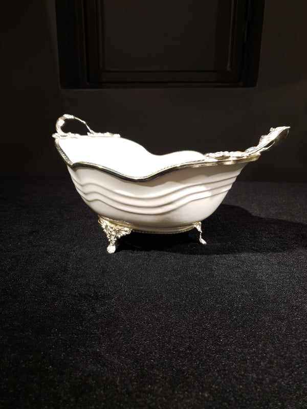 Royking Limoges Ayaklı Büyük Boy Oval Kase – 39×23×15 cm