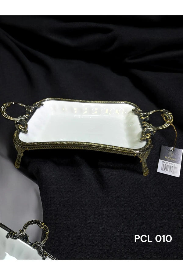 Royking Elegance Antik Gold Sunum Tabak 36Cm
