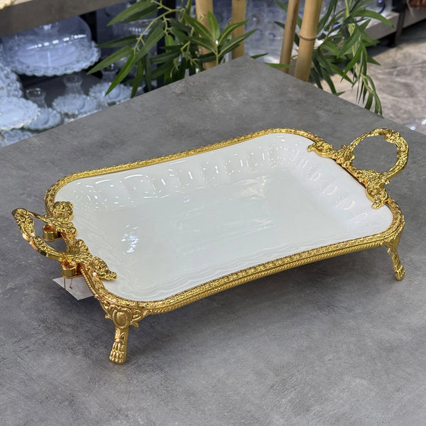 Royking PCL 012 Elegance Yuvarlak Gold Sunum Tabak 43 Cm