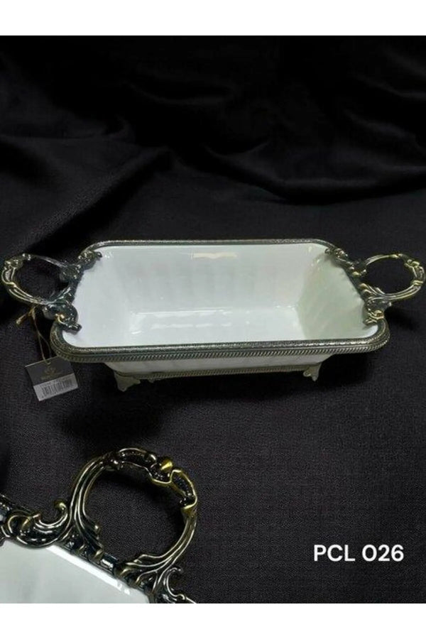 Royking Elegance Dikdörtgen Derin Sunum Tabak Antik 41Cm